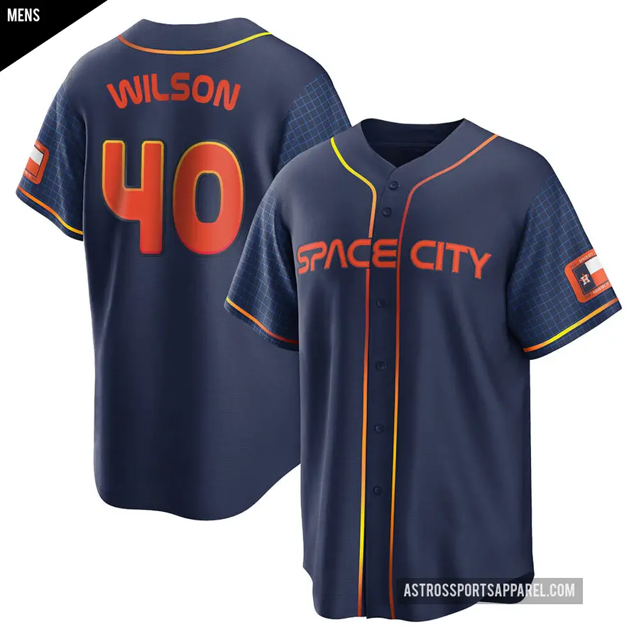 Men's Houston Astros ＃40 Don Wilson Replica Navy 2022 City Connect Jersey