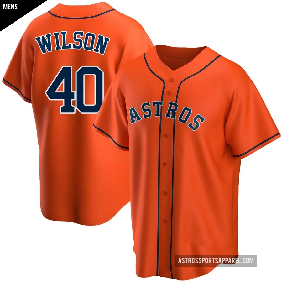 Men's Houston Astros ＃40 Don Wilson Replica Orange Alternate Jersey