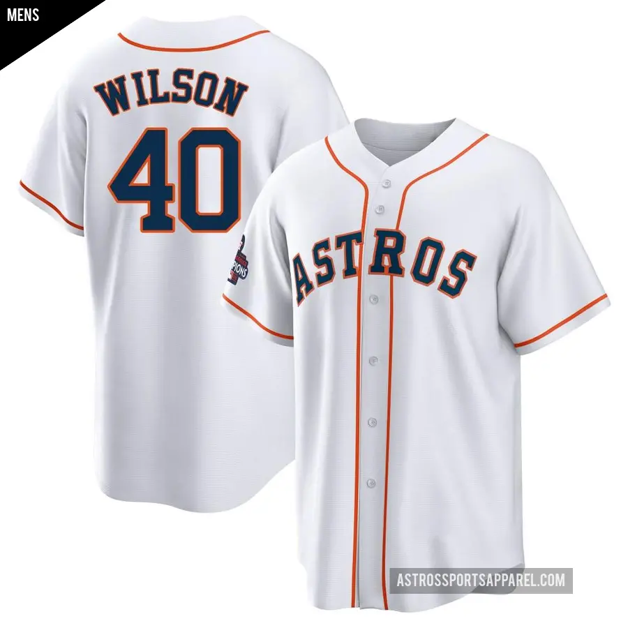 Men's Houston Astros ＃40 Don Wilson Replica White 2022 World Series Champions Home Jersey