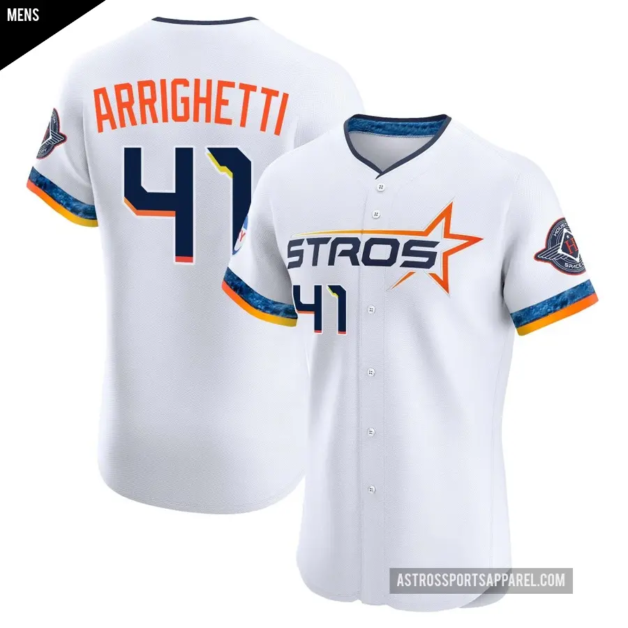 Men's Houston Astros ＃41 Spencer Arrighetti Elite White 2025 City Connect Jersey