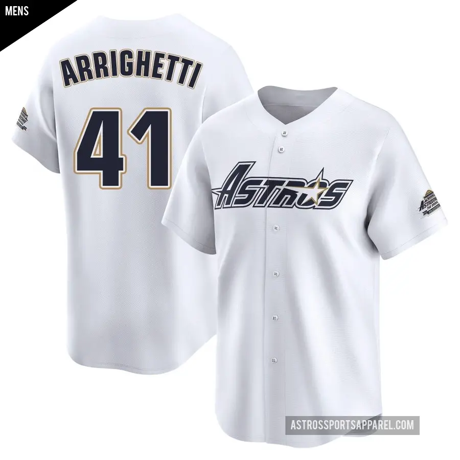 Men's Houston Astros ＃41 Spencer Arrighetti Limited White Throwback Cooperstown Collection Jersey