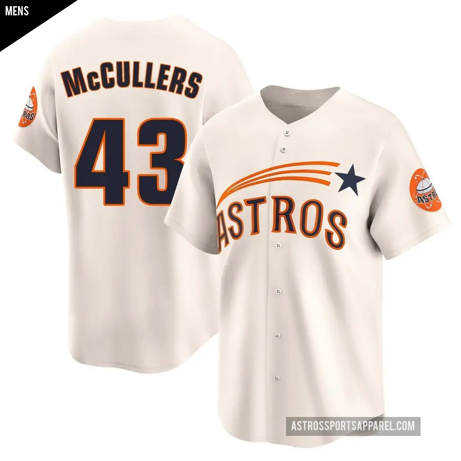 Men's Houston Astros ＃43 Lance McCullers Jr. Limited Cream Throwback Cooperstown Collection Jersey