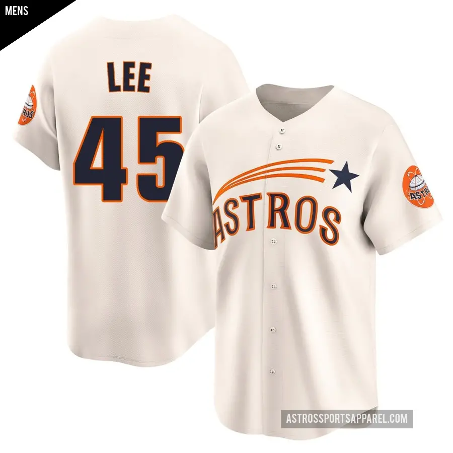 Men's Houston Astros ＃45 Carlos Lee Limited Cream Throwback Cooperstown Collection Jersey