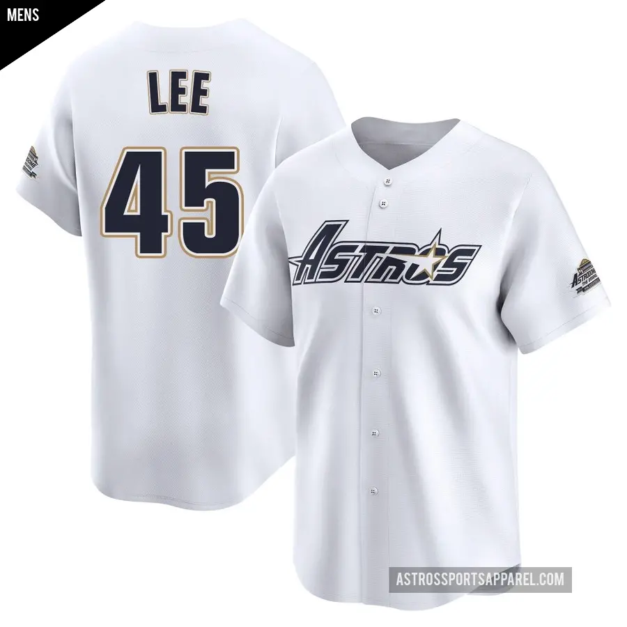 Men's Houston Astros ＃45 Carlos Lee Limited White Throwback Cooperstown Collection Jersey