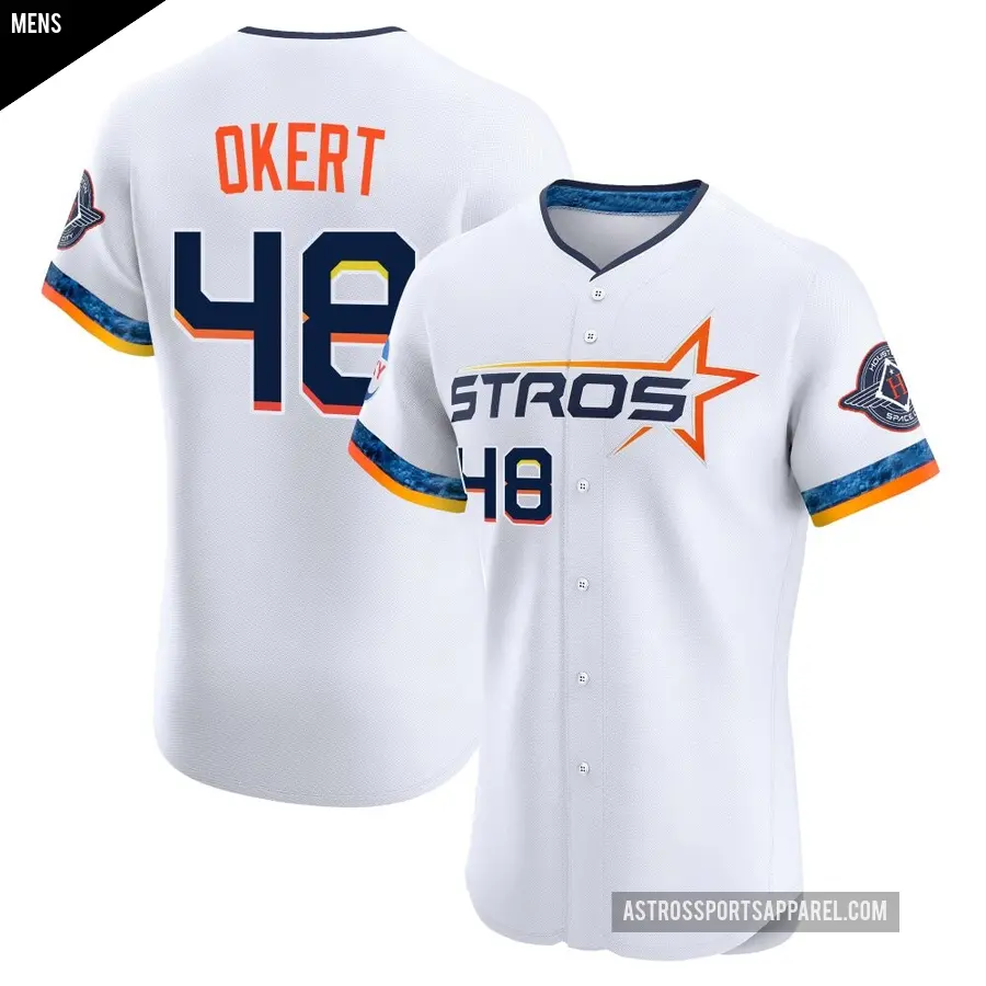 Men's Houston Astros ＃48 Steven Okert Elite White 2025 City Connect Jersey