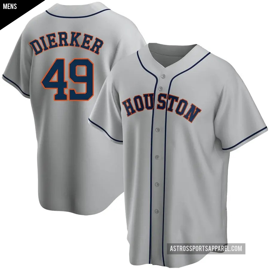 Men's Houston Astros ＃49 Larry Dierker Replica Gray Road Jersey