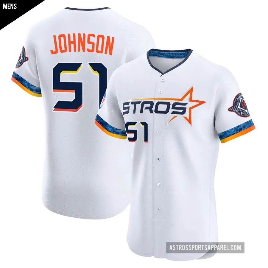 Men's Houston Astros ＃51 Randy Johnson Elite White 2025 City Connect Jersey