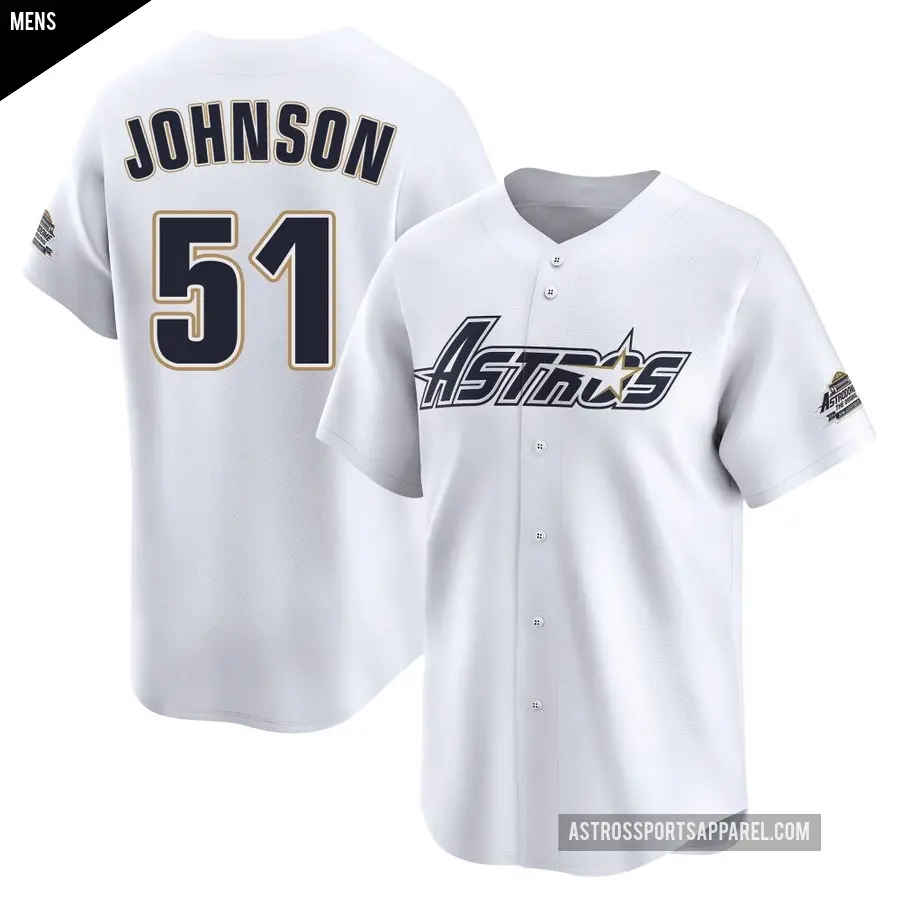 Men's Houston Astros ＃51 Randy Johnson Limited White Throwback Cooperstown Collection Jersey