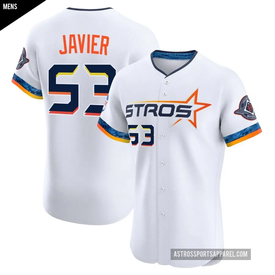 Men's Houston Astros ＃53 Cristian Javier Elite White 2025 City Connect Jersey