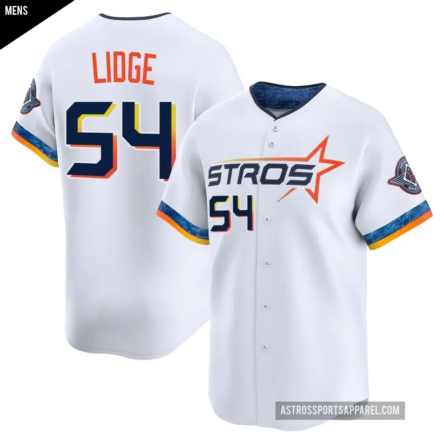 Men's Houston Astros ＃54 Brad Lidge Limited White 2025 City Connect Jersey