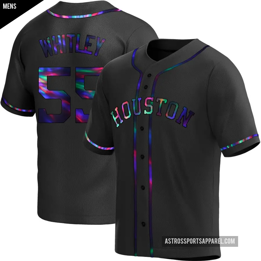 Men's Houston Astros ＃55 Forrest Whitley Replica Black Holographic Alternate Jersey
