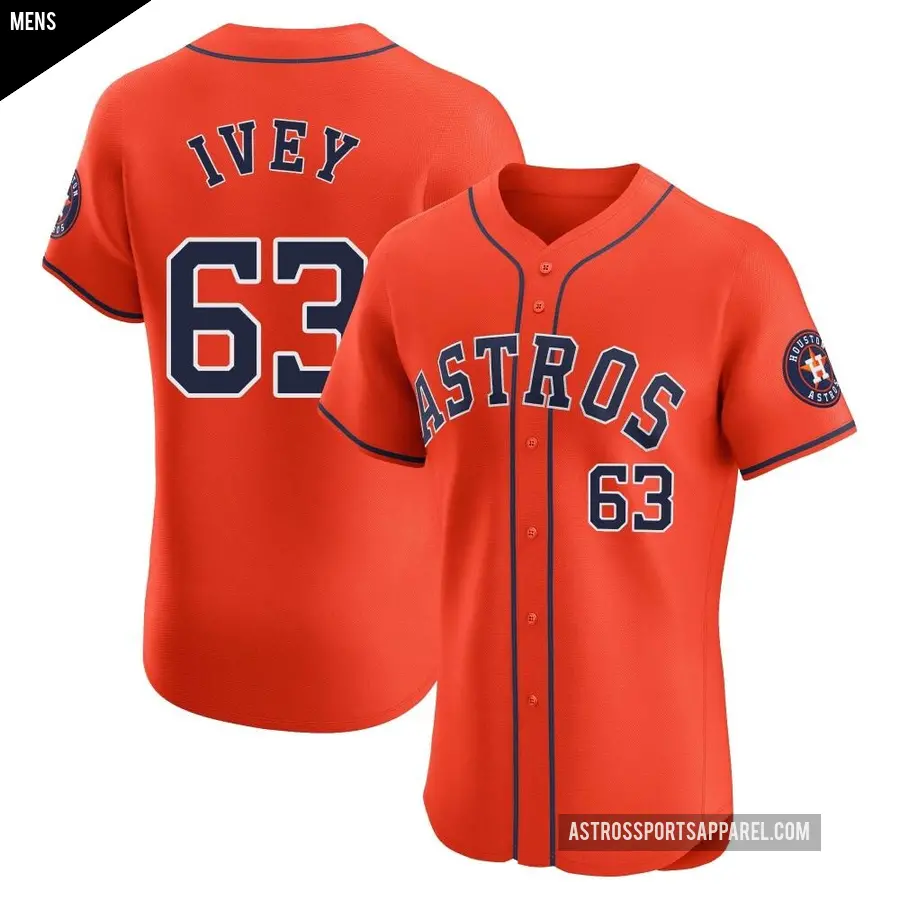 Men's Houston Astros ＃63 Tyler Ivey Elite Orange Alternate Vapor Premier Jersey