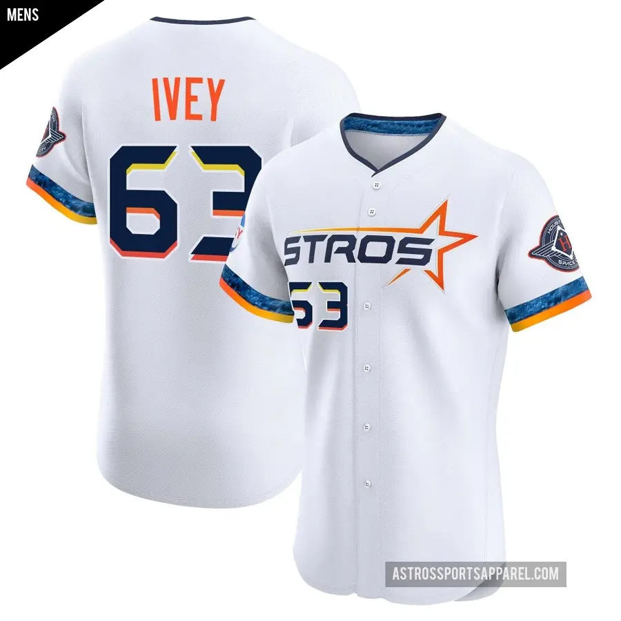 Men's Houston Astros ＃63 Tyler Ivey Elite White 2025 City Connect Jersey