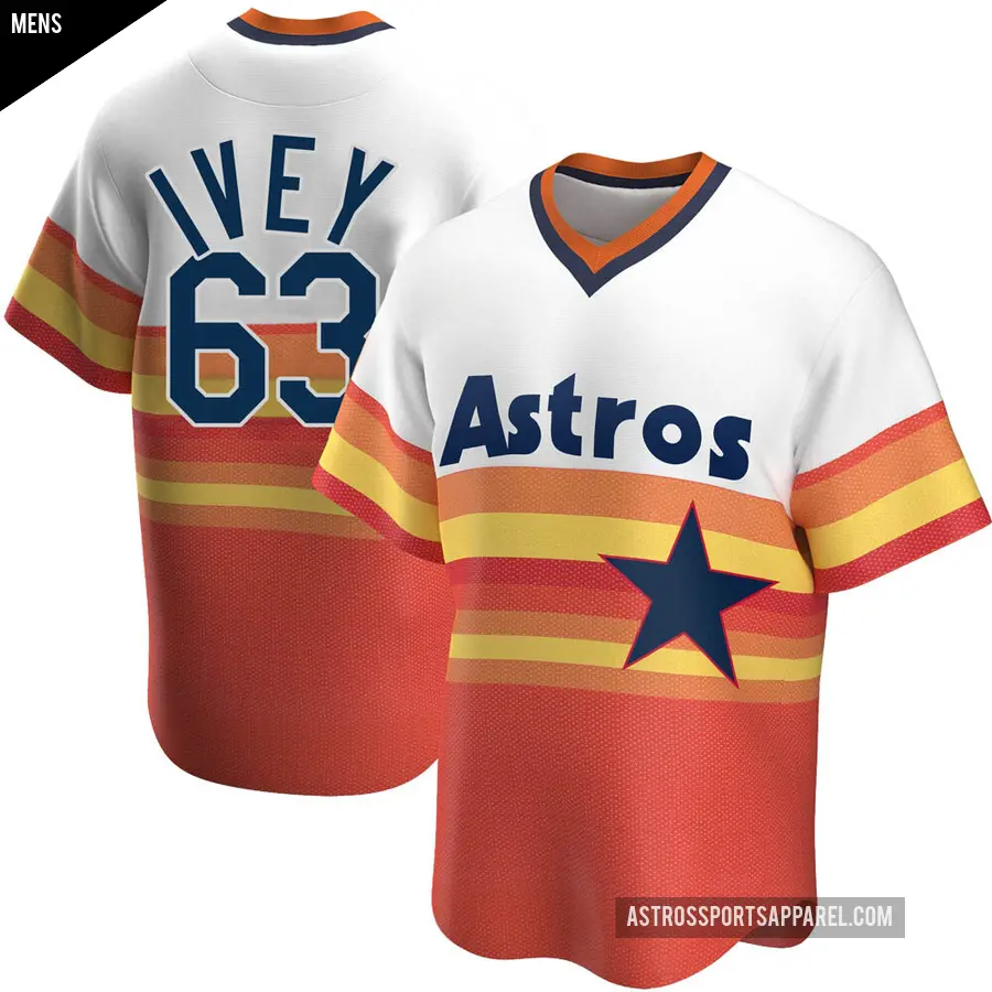 Men's Houston Astros ＃63 Tyler Ivey Replica White Home Cooperstown Collection Jersey