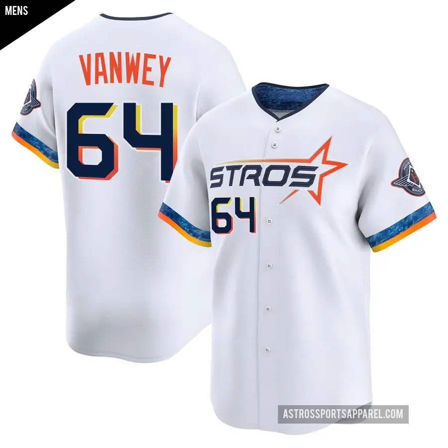 Men's Houston Astros ＃64 Logan VanWey Limited White 2025 City Connect Jersey