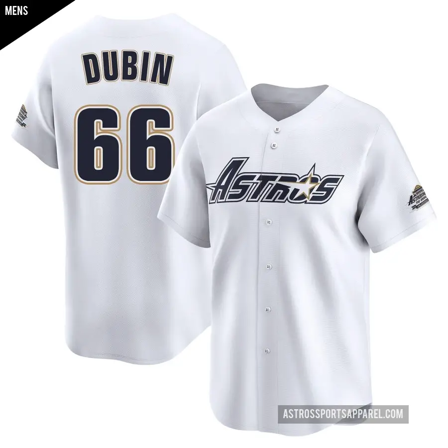 Men's Houston Astros ＃66 Shawn Dubin Limited White Throwback Cooperstown Collection Jersey