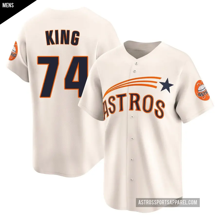 Men's Houston Astros ＃74 Bryan King Limited Cream Throwback Cooperstown Collection Jersey