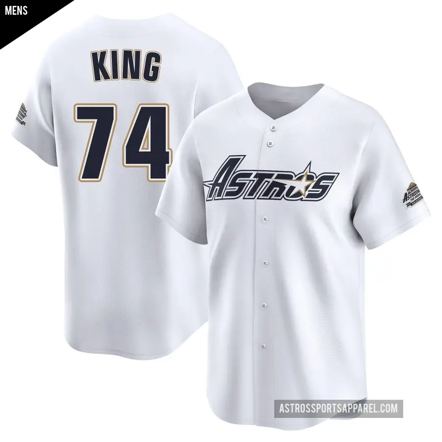 Men's Houston Astros ＃74 Bryan King Limited White Throwback Cooperstown Collection Jersey
