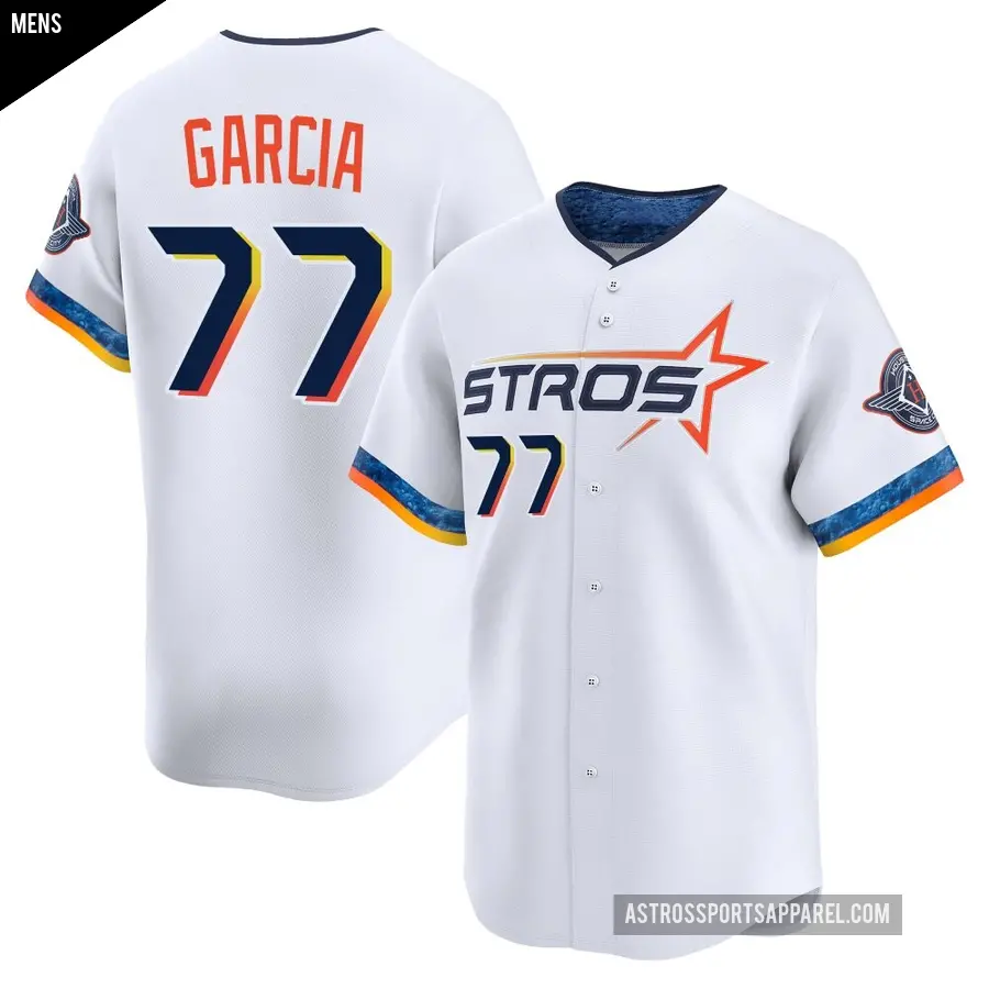 Men's Houston Astros ＃77 Luis Garcia Limited White 2025 City Connect Jersey