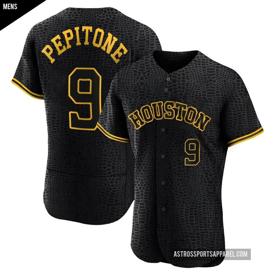 Men's Houston Astros ＃9 Joe Pepitone Authentic Black Snake Skin City Jersey