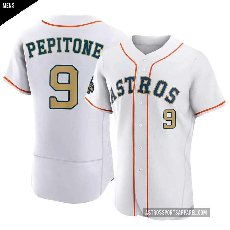 Men's Houston Astros ＃9 Joe Pepitone Authentic Gold White 2023 Collection Jersey