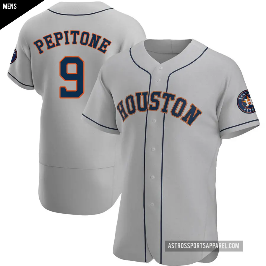 Men's Houston Astros ＃9 Joe Pepitone Authentic Gray Road Jersey