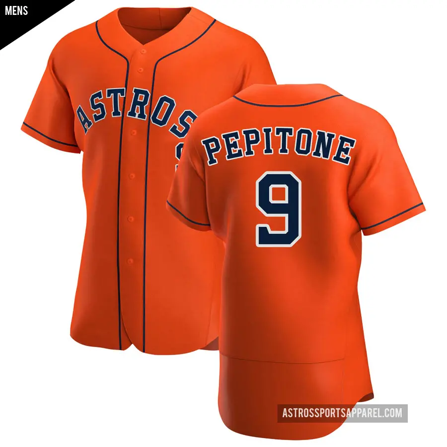 Men's Houston Astros ＃9 Joe Pepitone Authentic Orange Alternate Jersey