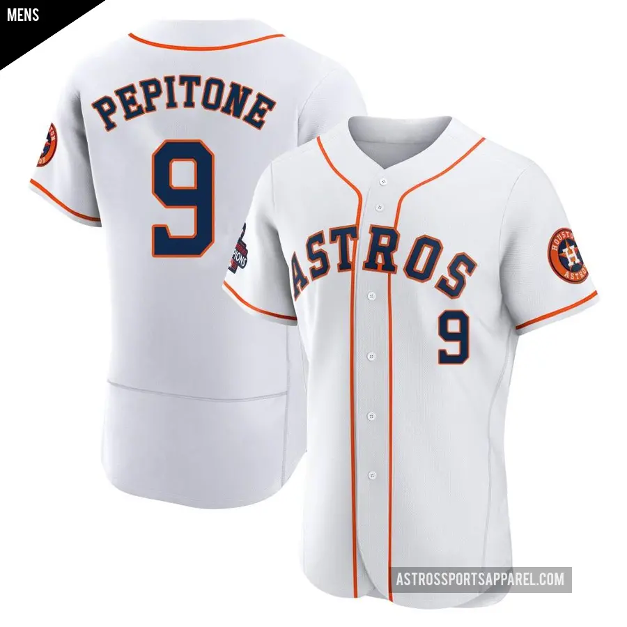 Men's Houston Astros ＃9 Joe Pepitone Authentic White 2022 World Series Champions Home Jersey