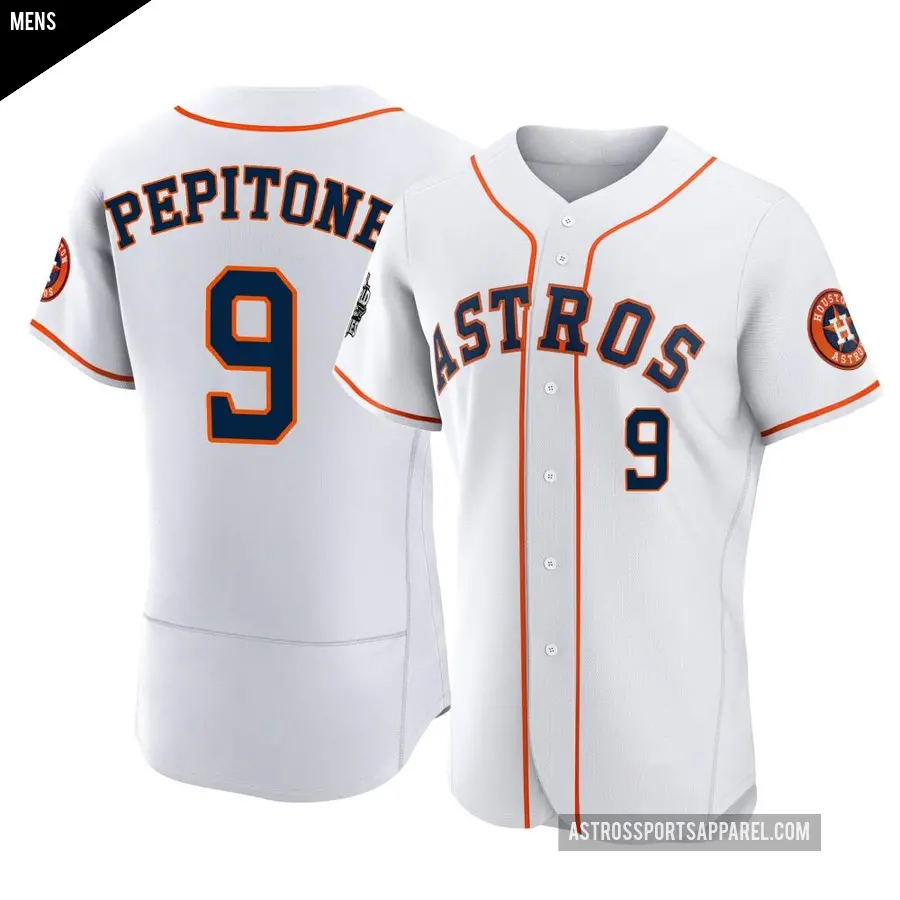 Men's Houston Astros ＃9 Joe Pepitone Authentic White 2022 World Series Home Jersey
