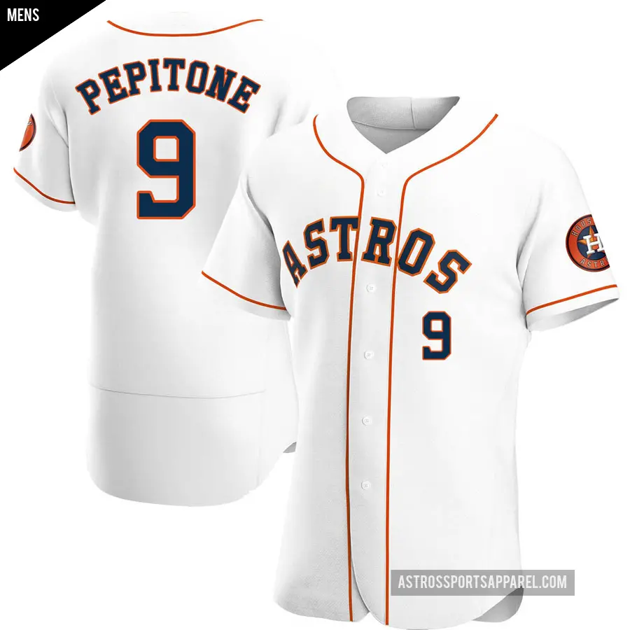 Men's Houston Astros ＃9 Joe Pepitone Authentic White Home Jersey