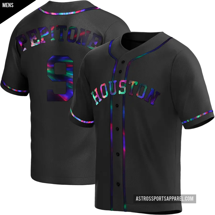 Men's Houston Astros ＃9 Joe Pepitone Replica Black Holographic Alternate Jersey
