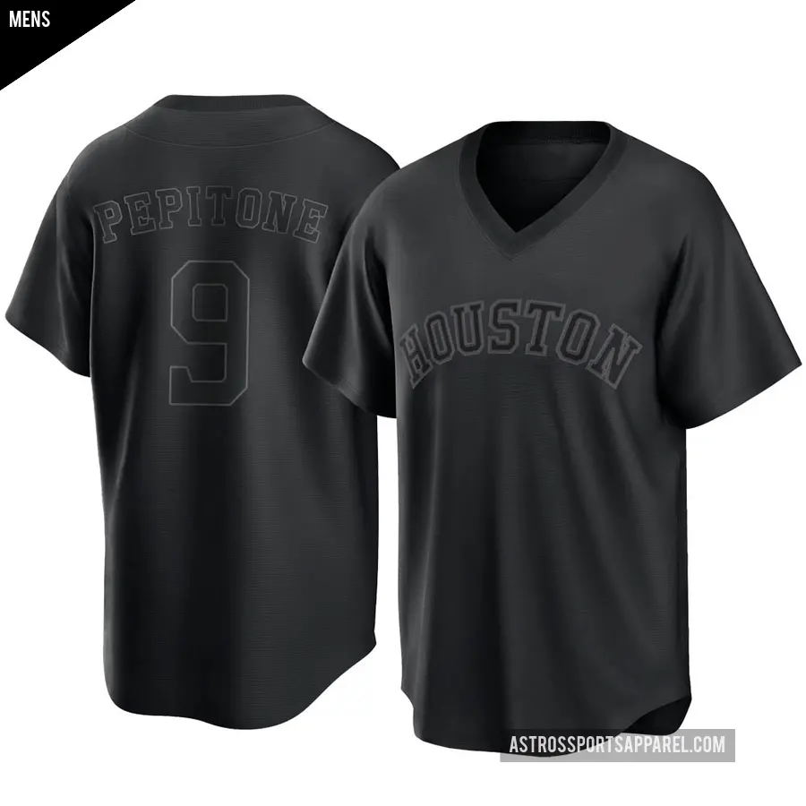 Men's Houston Astros ＃9 Joe Pepitone Replica Black Pitch Fashion Jersey