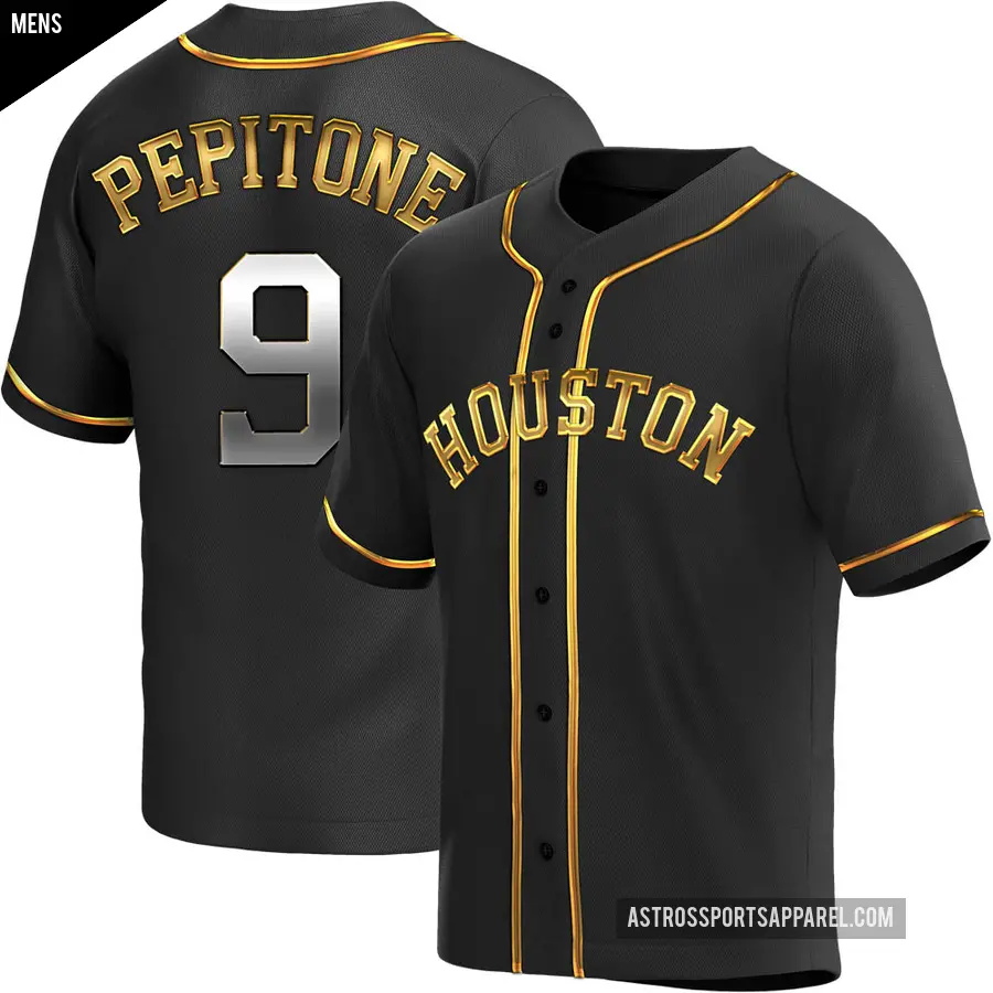 Men's Houston Astros ＃9 Joe Pepitone Replica Gold Black en Alternate Jersey