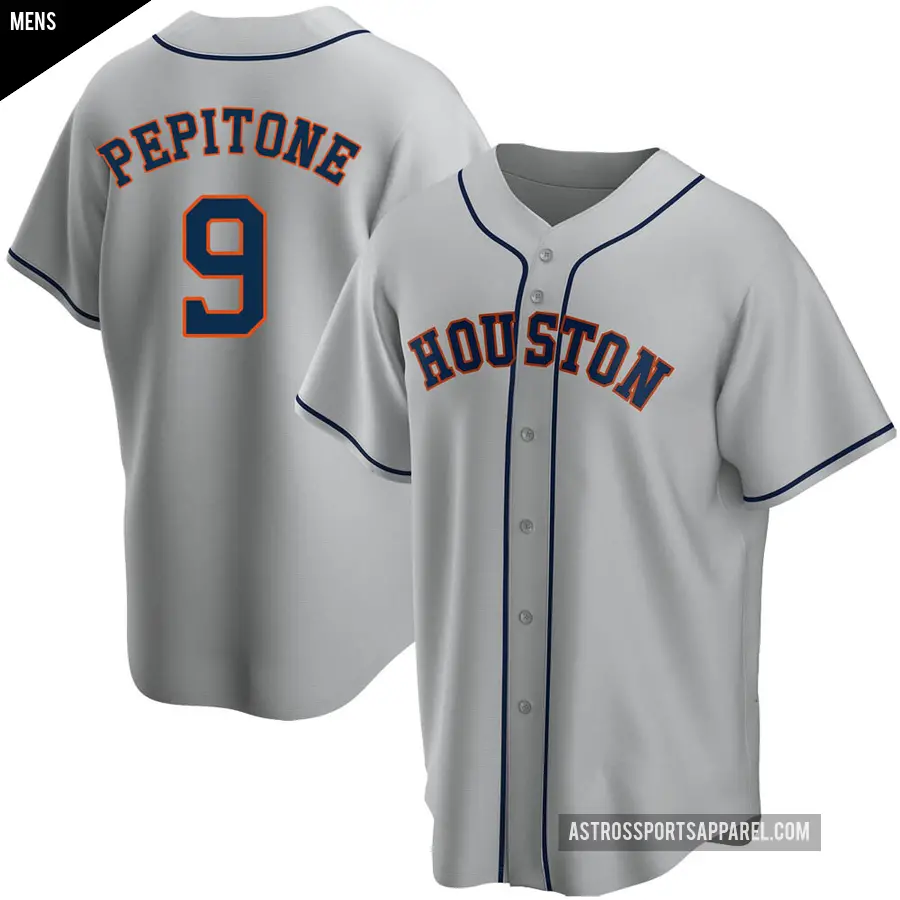 Men's Houston Astros ＃9 Joe Pepitone Replica Gray Road Jersey