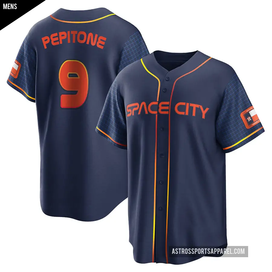 Men's Houston Astros ＃9 Joe Pepitone Replica Navy 2022 City Connect Jersey