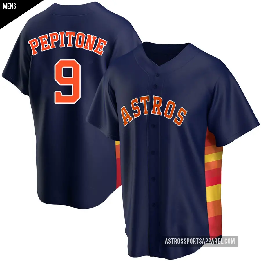 Men's Houston Astros ＃9 Joe Pepitone Replica Navy Alternate Jersey