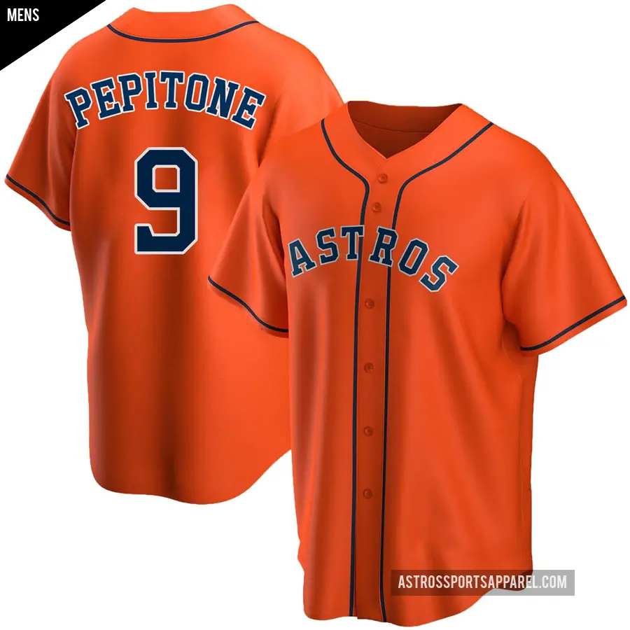 Men's Houston Astros ＃9 Joe Pepitone Replica Orange Alternate Jersey