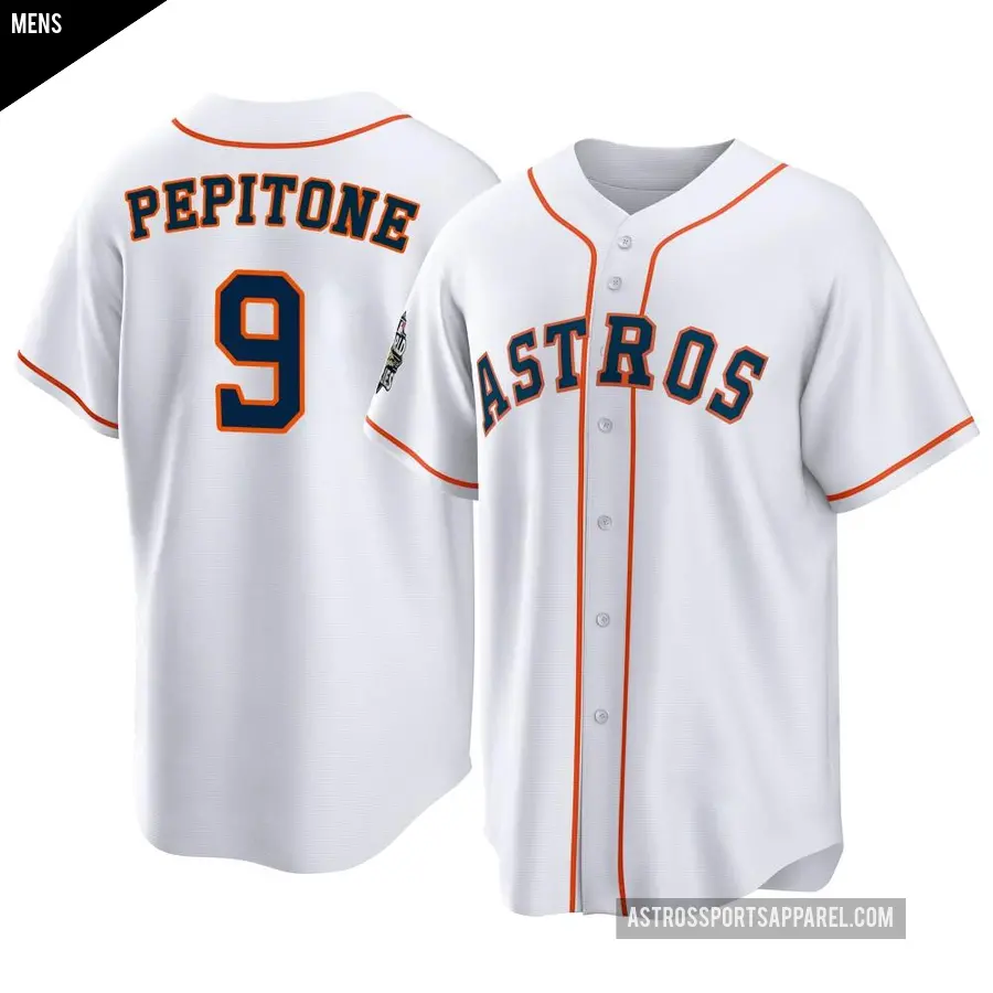 Men's Houston Astros ＃9 Joe Pepitone Replica White 2022 World Series Home Jersey