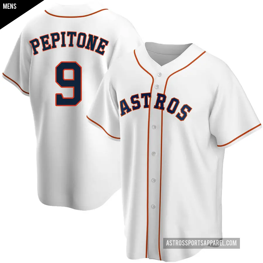 Men's Houston Astros ＃9 Joe Pepitone Replica White Home Jersey