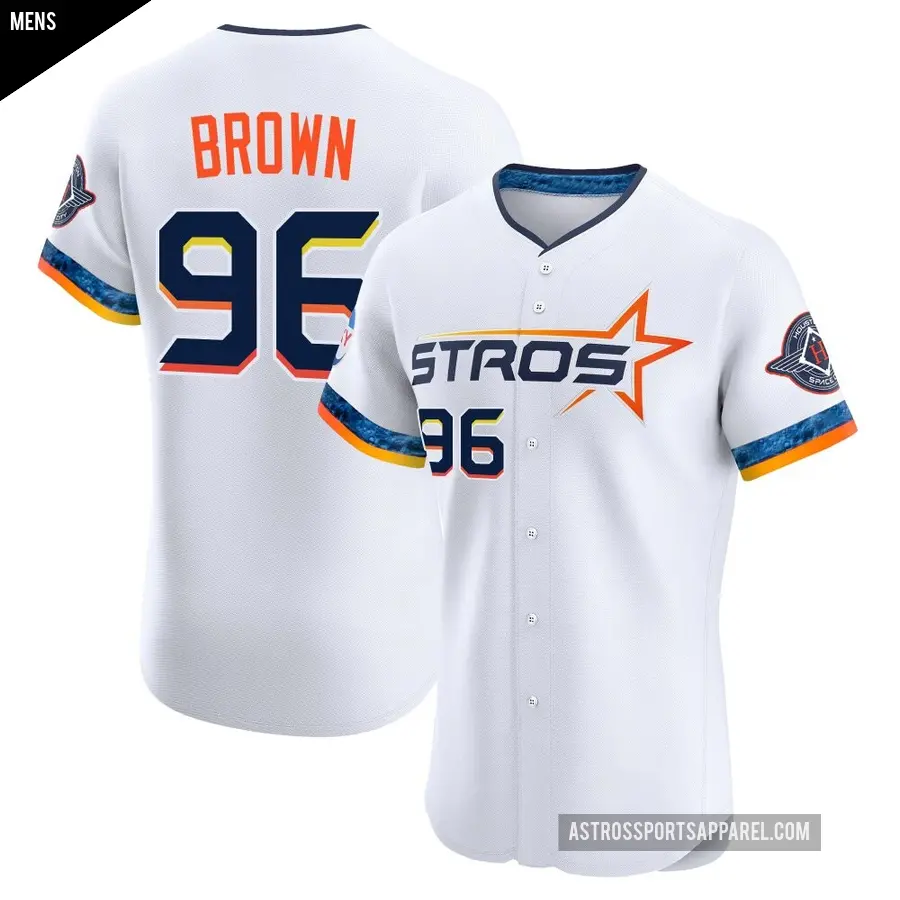 Men's Houston Astros ＃96 Aaron Brown Elite White 2025 City Connect Jersey