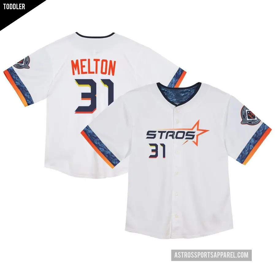 Toddler Houston Astros ＃31 Jacob Melton Limited White 2025 City Connect Jersey