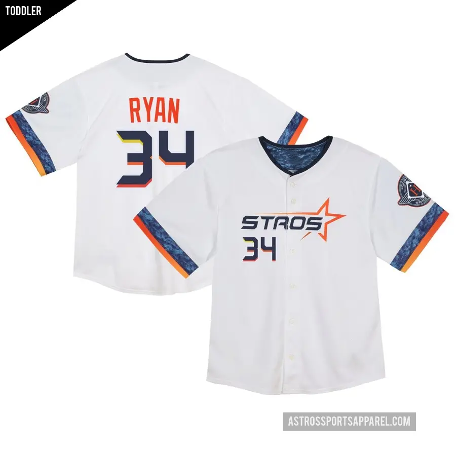 Toddler Houston Astros ＃34 Nolan Ryan Limited White 2025 City Connect Jersey