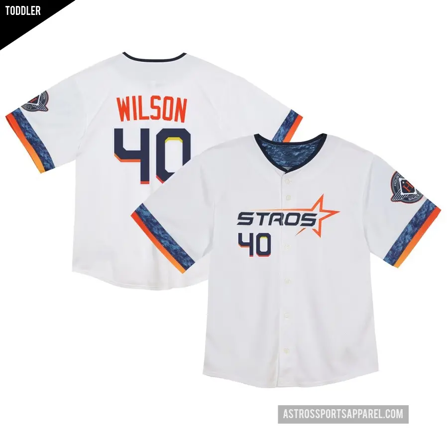 Toddler Houston Astros ＃40 Don Wilson Limited White 2025 City Connect Jersey