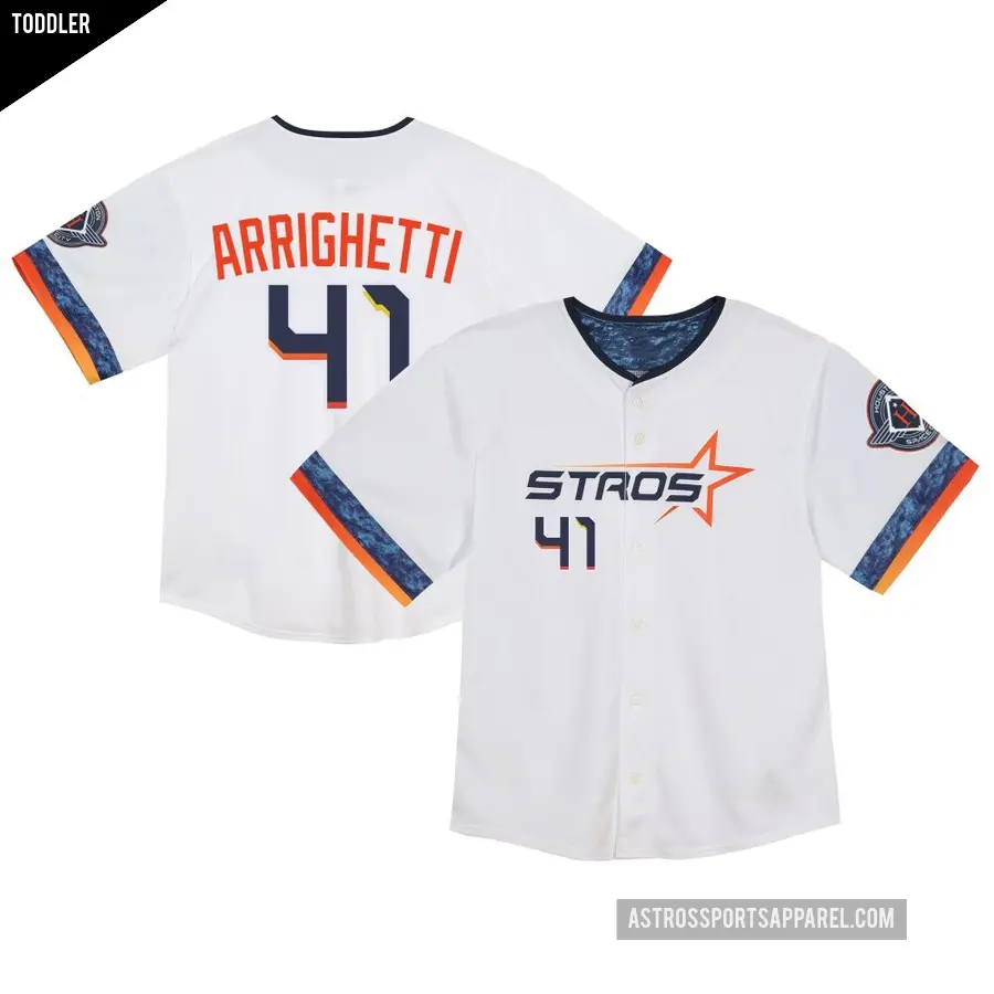 Toddler Houston Astros ＃41 Spencer Arrighetti Limited White 2025 City Connect Jersey