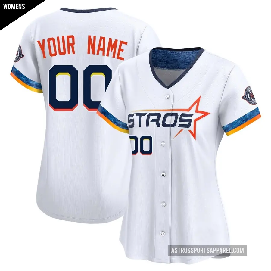 Women's Houston Astros ＃00 Custom Limited White 2025 City Connect Jersey