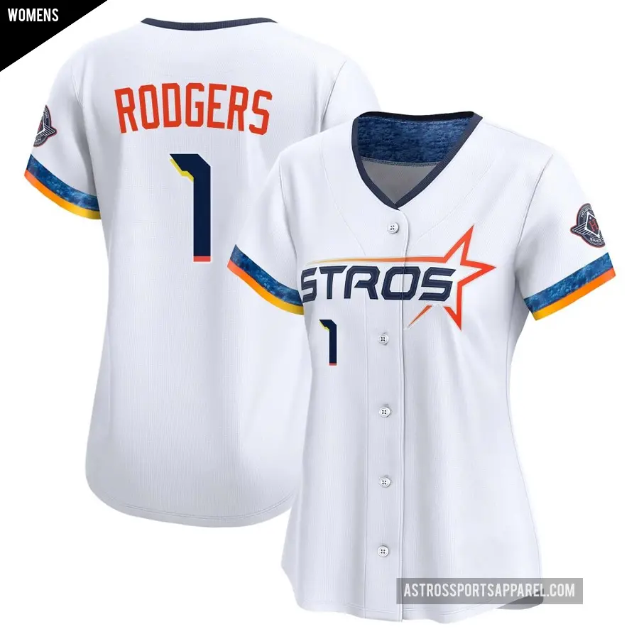 Women's Houston Astros ＃1 Brendan Rodgers Limited White 2025 City Connect Jersey