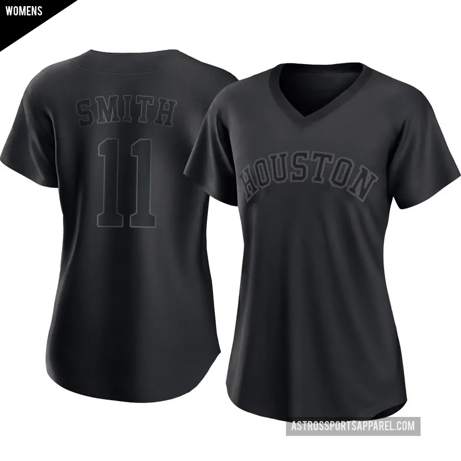 Women's Houston Astros ＃11 Cam Smith Authentic Black Pitch Fashion Jersey