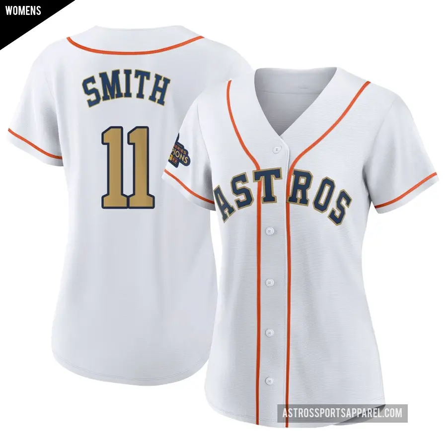 Women's Houston Astros ＃11 Cam Smith Authentic Gold White 2023 Collection Jersey