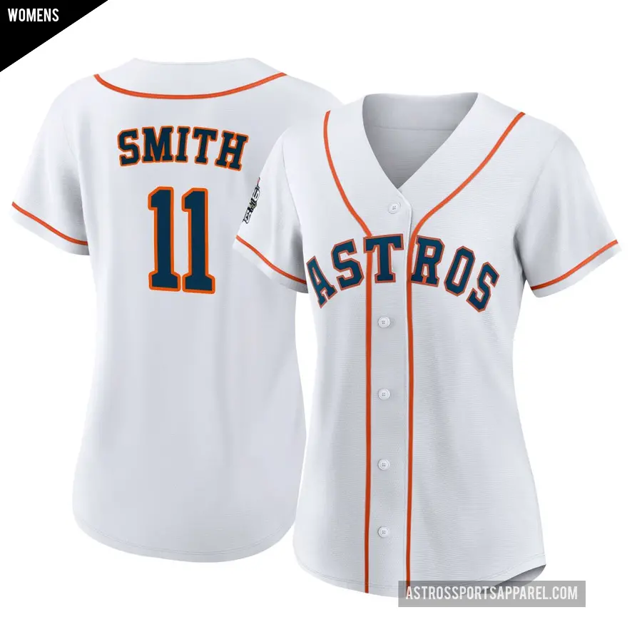 Women's Houston Astros ＃11 Cam Smith Authentic White 2022 World Series Home Jersey
