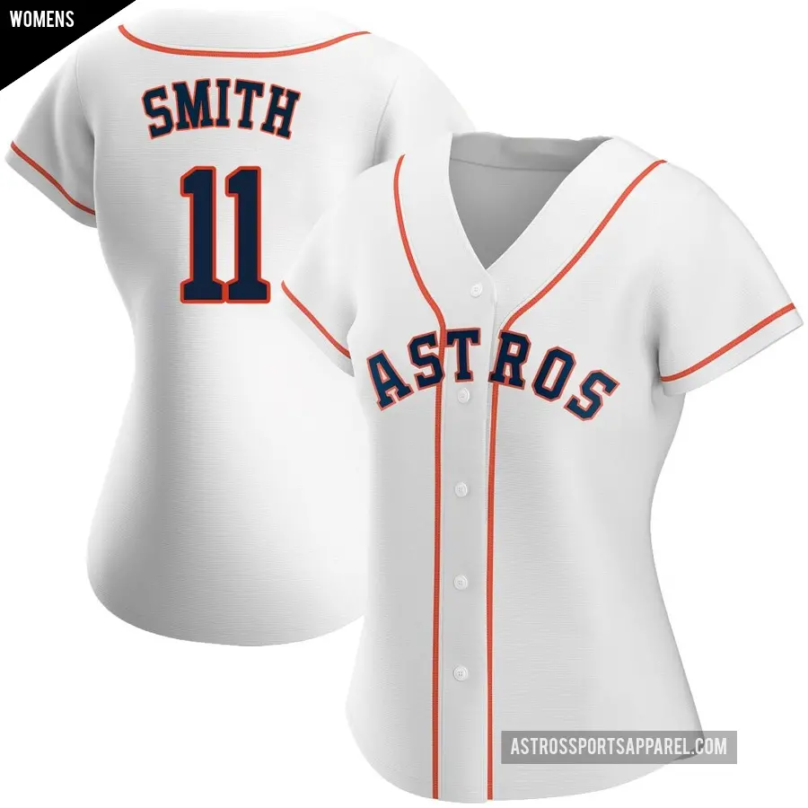 Women's Houston Astros ＃11 Cam Smith Authentic White Home Jersey